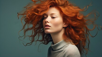 Fototapeta premium woman with red messy hair