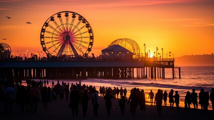 theme park on sunset