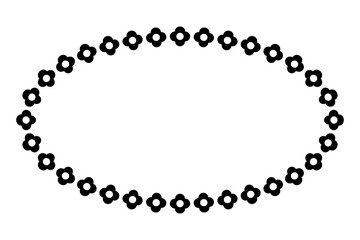 frame black flower oval, simple vector isolated on white
