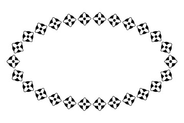 frame black flower oval, simple vector isolated on white
