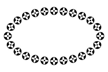 frame black flower oval, simple vector isolated on white
