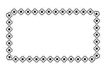 frame black flower rectangle, simple vector isolated on white
