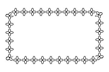 frame black flower rectangle, simple vector isolated on white
