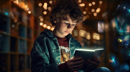 A student with dyslexia using a reading comprehension app to improve literacy skills and academic performance