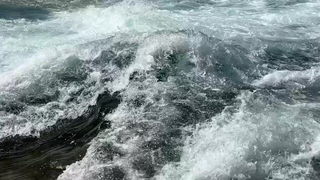 Beautiful Wave with Sunlight on River Aare in Thun, Bernese Oberland, Bern Canton, Switzerland, Europe
