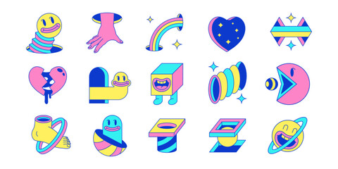 Set of Collection Funny Cartoon Characters Element Vector