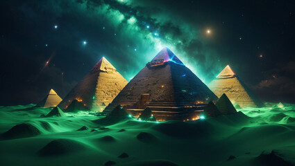 pyramid in the night sky