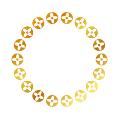 frame gold golden flower circle, simple vector isolated on white