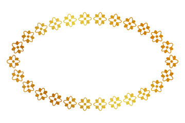 frame gold golden flower oval, simple vector isolated on white
