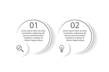 Minimal Business Infographic Template. Timeline with 2 steps, options and marketing icons. Vector linear infographic with Two connected elements. Can be used for presentations in your business.