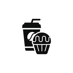Cupcake and drink icon. Fast food icon isolated on white background