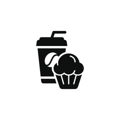 Cupcake and drink icon. Fast food icon isolated on white background