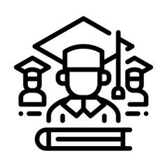 Graduation icon. With outline, glyph, filled outline and flat styles