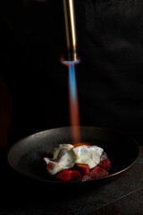 burning cheese in a bowl