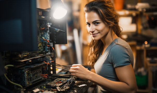 portrait of Computer Hardware Engineer. Research, design, develop, and test computer or computer-related equipment for commercial, industrial, military, or scientific use.