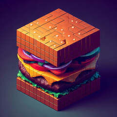a cubical hamburger, generative ai