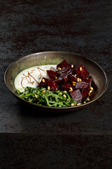 Smoked beets with Parmesan espuma