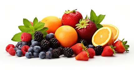 Different types of fruits for health Complete with vitamins, minerals, and dietary fiber as your body needs. photography, 8k.