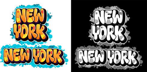New York text in graffiti font style. Graffiti text vector illustrations.