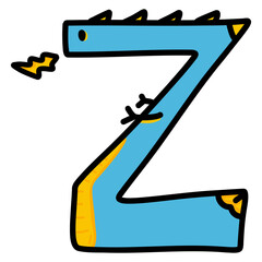 Uppercase Z cartoon font design 