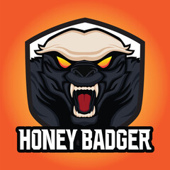 Honey Badger Logo Design with Shield Emblem