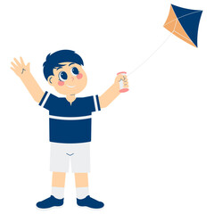 Little Boy Happy With Kite Illustration