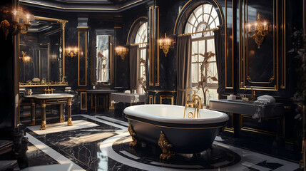 Luxurious Black and Gold Bathroom