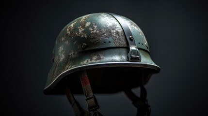 Fototapeta premium War helmet of military. Generative Ai