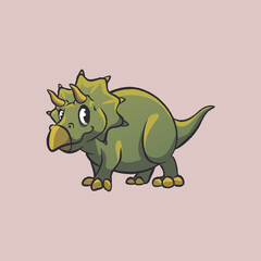 Isolated Clipart Dinosaurs Triceratop Cartoon for Sticker