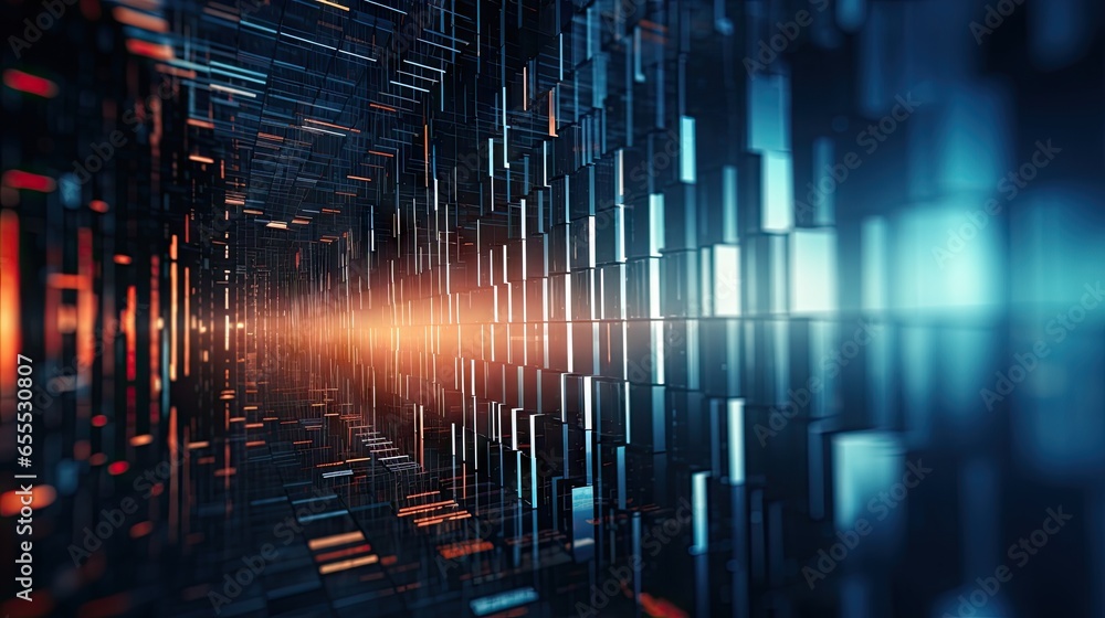 Poster an abstract image of a bright light coming from the center of the image. generative ai