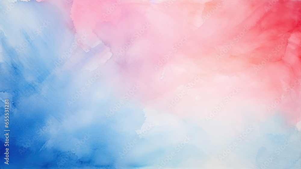 Poster a blue and red background with a white border in the middle. generative ai