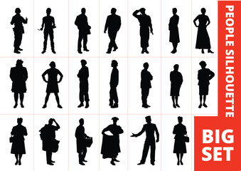 People silhouettes. Vector B&W