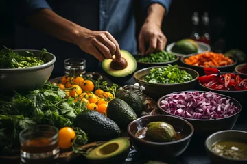 Keuken spatwand met foto vegetables in a vegan restaurant © jechm