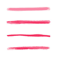 Set of hand painted pink vector watercolor paintbrush strokes isolated on the white background. Could be used for banner, card. Barbiecore.