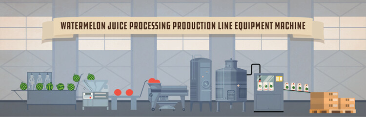 Vector Watermelon Juice Processing Production Line Equipment Machine