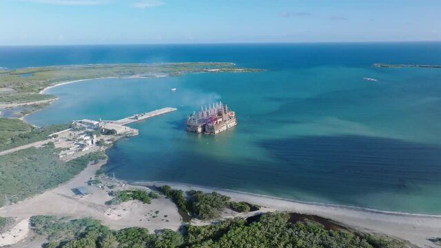 The Liberian floating power plant ship, Karadeniz Powership Irem Sultan, aerial