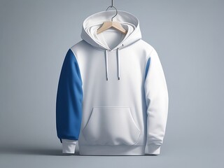 Blank light blue hoodie template. Hoodie sweatshirt with long sleeve with clipping path, hoodie for design and print.