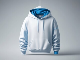 Blank light blue hoodie template. Hoodie sweatshirt with long sleeve with clipping path, hoodie for design and print.