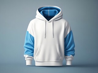 Blank light blue hoodie template. Hoodie sweatshirt with long sleeve with clipping path, hoodie for design and print.