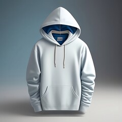 Blank light blue hoodie template. Hoodie sweatshirt with long sleeve with clipping path, hoodie for design and print.