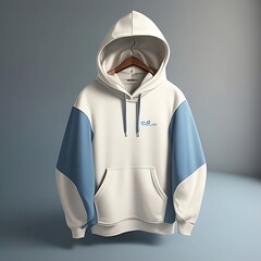 Blank light blue hoodie template. Hoodie sweatshirt with long sleeve with clipping path, hoodie for design and print.