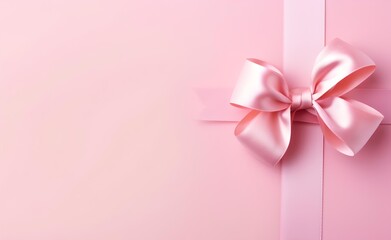 Pink bow gift box on isolated pastel background