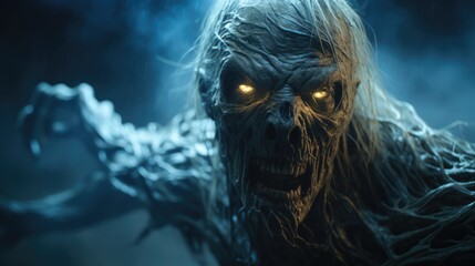 Naklejka premium Ghost zombie emerging from the darkness.