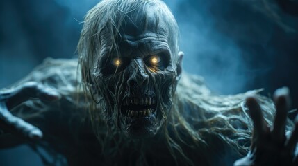 Ghost zombie emerging from the darkness.