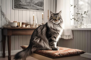 Norwegian Cat Pet with living room