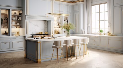 Kitchen interior combining modern and classically elegant style. Home interior Industrial Style