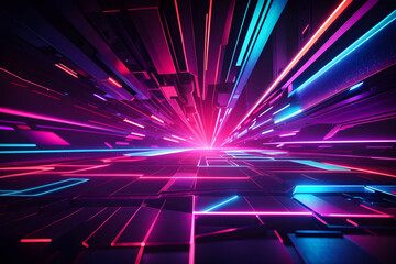 Obraz premium abstract background with glowing neon lines, 3d illustration, horizontal