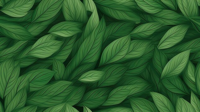 seamless repeatable pattern of green leaves that can be repeated to create an endless pattern. generative AI