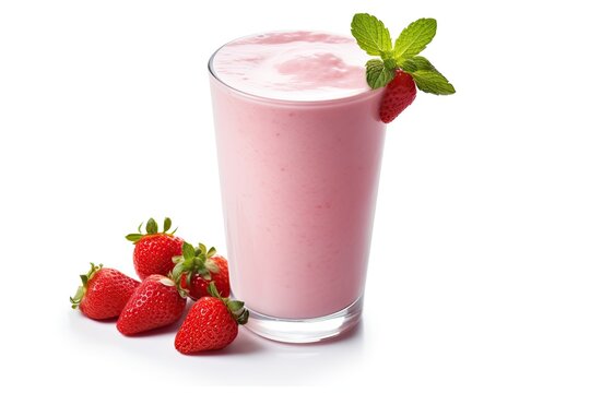 strawberry yoghurt smoothie isolated on white background