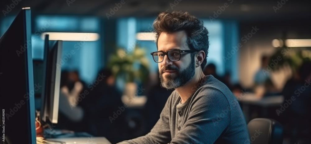 Aufkleber software developers at the office.